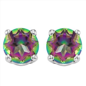 6MM Round Mystic Topaz Earrings in Sterling Silver