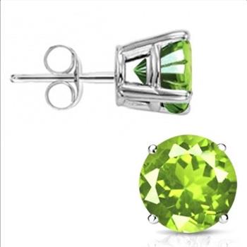 6MM Round Peridot Earrings in Sterling Silver