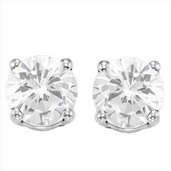 6MM Round White Topaz Earrings in Sterling Silver