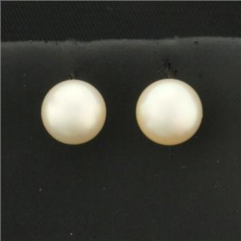7mm Cultured Akoya Pearl Stud Earrings in 14k Yellow Gold