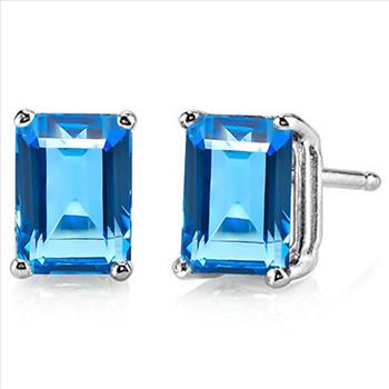 V3 Jewelry 18K Gold Over 925 Sterling Silver Round Cut 2.0CT Natural London Blue Topaz Stud Earrings main image 0