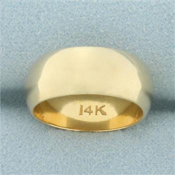 8mm High Polish Half Dome Wedding Band Ring in 14k Yellow Gold