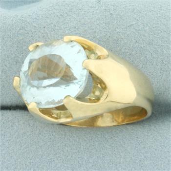 9ct Aquamarine Claw Set Statement Ring in 14k Yellow Gold