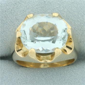 9ct Aquamarine Claw Set Statement Ring in 14k Yellow Gold