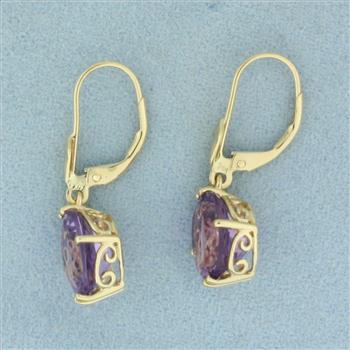 Amethyst Dangle Earrings in 14k Yellow Gold