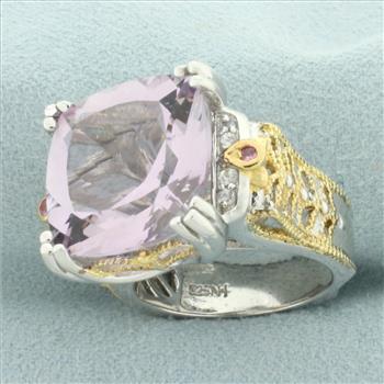 Amethyst Two Tone Filigree Ring in Sterling Silver