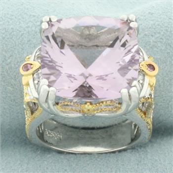Amethyst Two Tone Filigree Ring in Sterling Silver