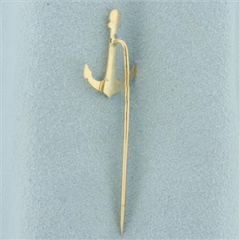 Anchor Stick Pin in 14k Yellow Gold