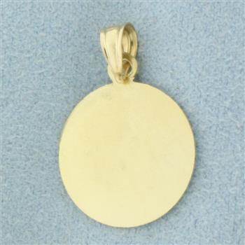 Angel Cherub Medallion Pendant in 14k Yellow Gold