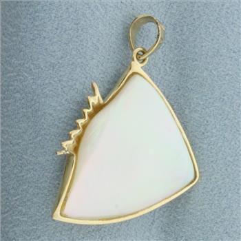 Angelfish Pendant with Mother of Pearl Inlay and Ruby Eye in 14k Yellow Gold