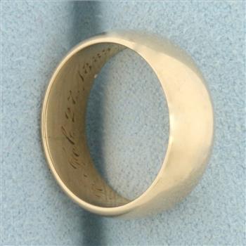 Antique 1889 High Polish Half Dome Wedding Band in 14k Yellow Gold