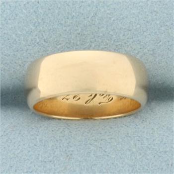 Antique 1889 High Polish Half Dome Wedding Band in 14k Yellow Gold