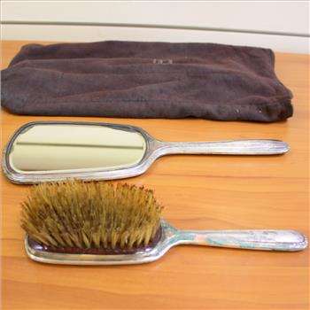 Antique Edwardian R. Blackington Sterling Silver Hairbrush Hand Mirror Vanity Set