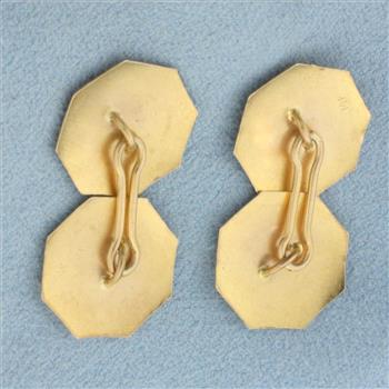 Antique Engraved Cufflinks in 14k Yellow Gold