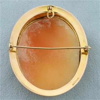 Antique Etched Frame Cameo Pin or Pendant in 10K Yellow Gold
