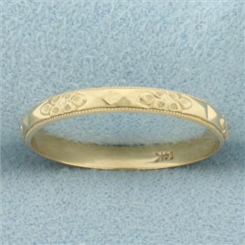 Antique Flower Design Band Ring in 14k Yellow Gold