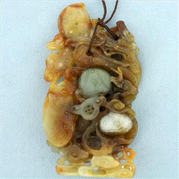 Lot - A Large Carved Chinese Jade Pendant