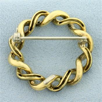 Antique Hand Painted Pin in 18K Yellow Gold