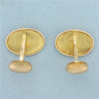 Antique M or W Hand Engraved Cufflinks in 10k Rose Gold