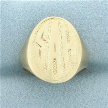 Antique Monogram Signet Ring in 10k Yellow Gold