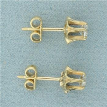 Antique Old European Cut Buttercup Stud Earrings in 14k Yellow Gold