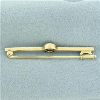 Antique Old European Cut Diamond Pin Brooch in 14k Yellow Gold