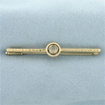 Antique Old European Cut Diamond Pin Brooch in 14k Yellow Gold