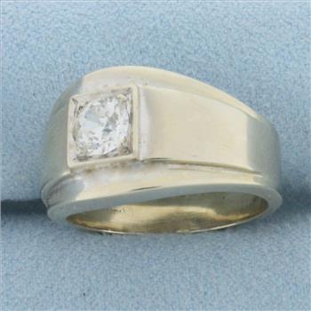Antique Old European Cut Diamond Solitaire Ring in 14K White Gold
