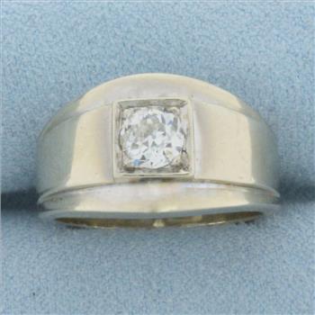 Antique Old European Cut Diamond Solitaire Ring in 14K White Gold