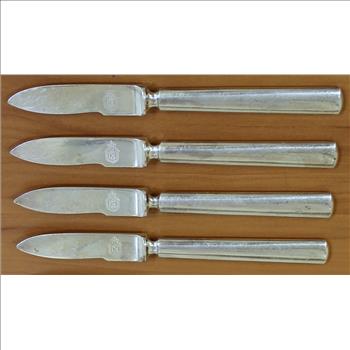 Antique Set of 11 Silver Norwegian Royal Monogram Butter Knives