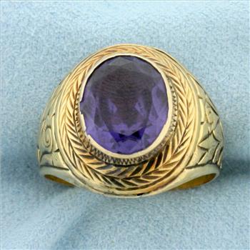 Antique Victorian Purple Sapphire Ring in 18k Yellow Gold