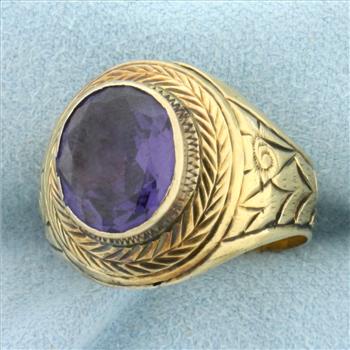 Antique Victorian Purple Sapphire Ring in 18k Yellow Gold