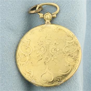 Antique Victorian Remembrance Locket with Hair Art in 18k Yellow Gold