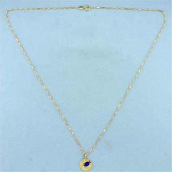 Aquarius Zodiac Water Bearer Necklace in 18k Yellow Gold