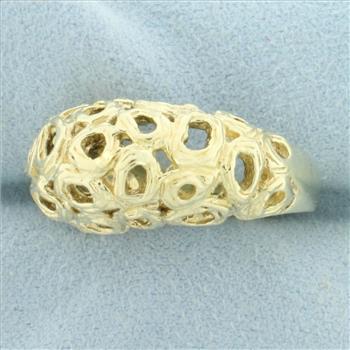 Art Deco Bombe Ring in 14k Yellow Gold