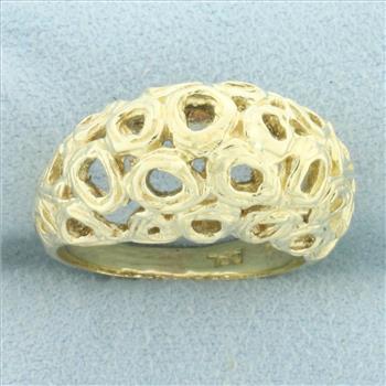Art Deco Bombe Ring in 14k Yellow Gold
