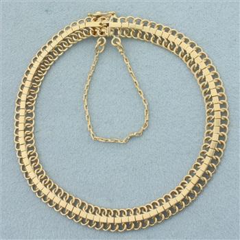 Articulated Mesh Link Bracelet in 10k Yellow Gold