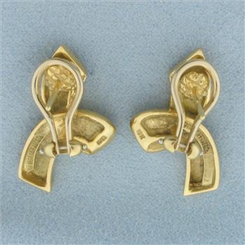 Authentic Tiffany & Co. Paloma Picasso Ribbon Earrings in 18K Yellow Gold