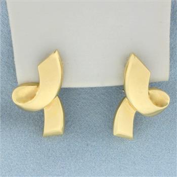 Authentic Tiffany & Co. Paloma Picasso Ribbon Earrings in 18K Yellow Gold