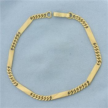 Bar and Link Chain Link Anklet in 18K Yellow Gold