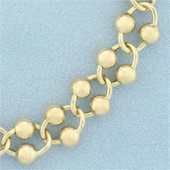 Beaded Cable Link Bracelet in 14k Yellow Gold