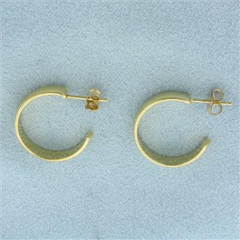 Beaded Edge Hoop Earrings in 14k Yellow Gold