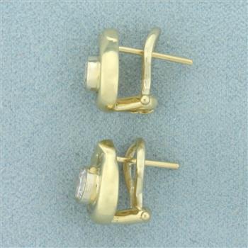 Bezel Set CZ Earrings in 18k Yellow Gold