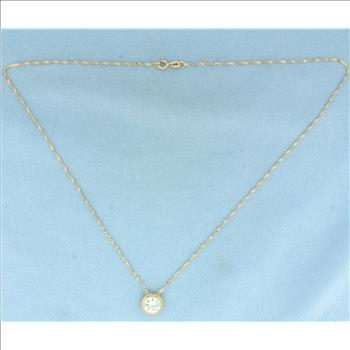 Bezel Set CZ Necklace in 14k Yellow Gold