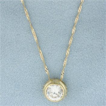 Bezel Set CZ Necklace in 14k Yellow Gold