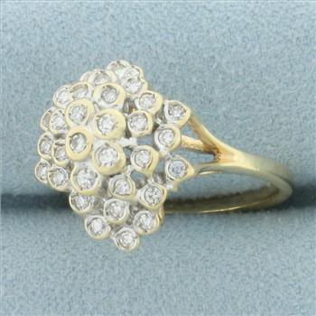 Bezel Set Diamond Bubble Ring 14K Yellow Gold