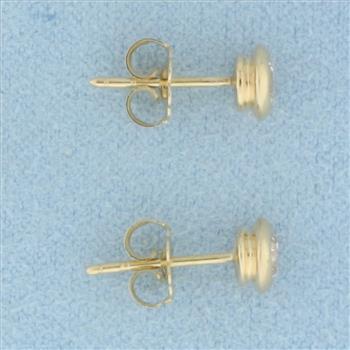 Bezel Set Diamond Stud Earrings in 14k Yellow Gold