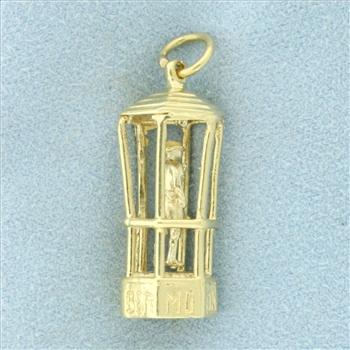 Bird Cage Traffic Policeman Hamilton Bermuda Pendant in 14K Yellow Gold