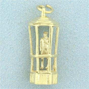 Bird Cage Traffic Policeman Hamilton Bermuda Pendant in 14K Yellow Gold