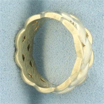 Braided Woven Design Band Ring in 14k Yellow and White Gold